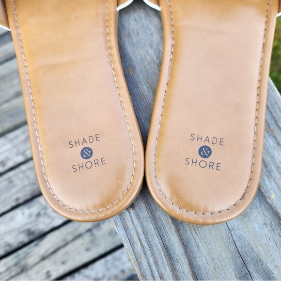 Target Shade & Shore Women's White-Brown Sandals Slip-on Size 10 - Picture 2 of 11